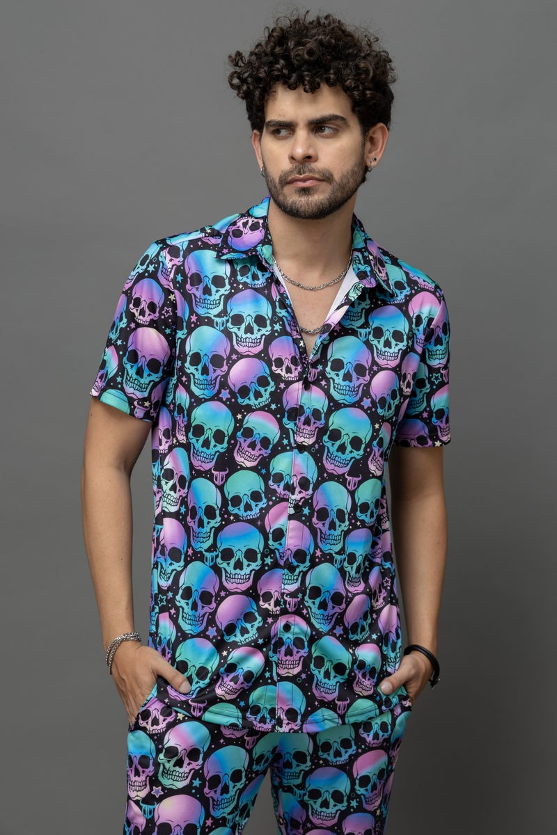 GO DEVIL Skull Printed Co-Ord Set For Men - Image 3